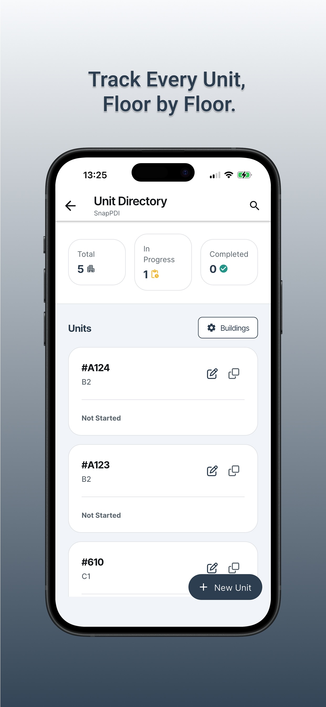 Unit Tracking Screen